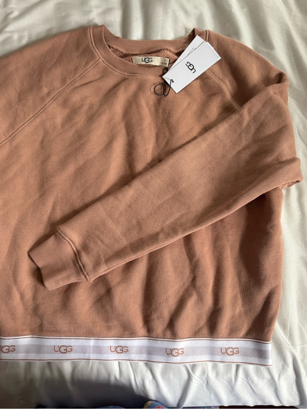 UGG women’s Crewneck Sweater in Dusty Rose/Tan